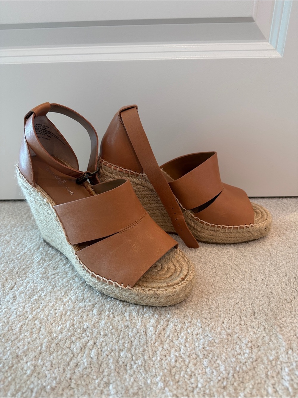 Treasure & Bond Tan Leather Espadrille Wedge Sandals